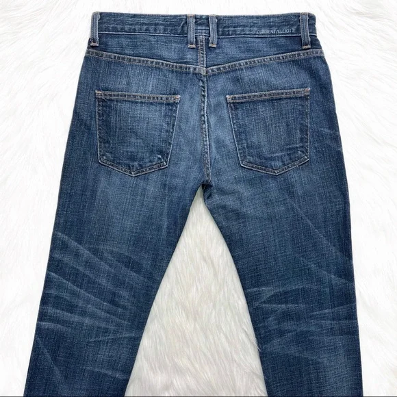 SOLD-Current/Elliott Distressed Medium Wash Cropped Slouchy Boyfriend Jeans - Picture 7 of 12